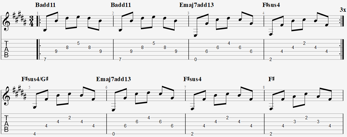 Always with me arpeggios A section